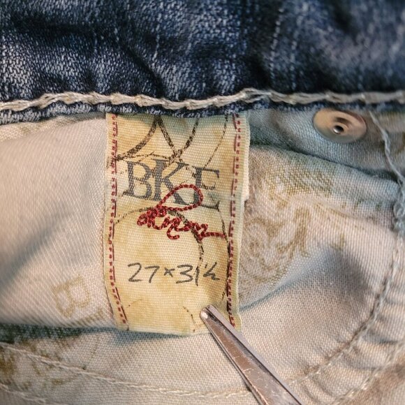 BKE Jeans Womens 27 Kate Bootcut Low Rise Ripped Medium Light Wash Stretch - Picture 5 of 12